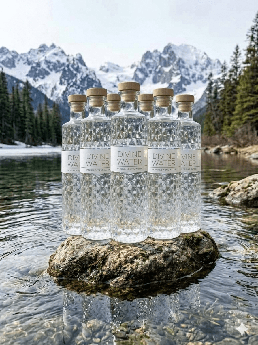 all natural spring water in glass bottles