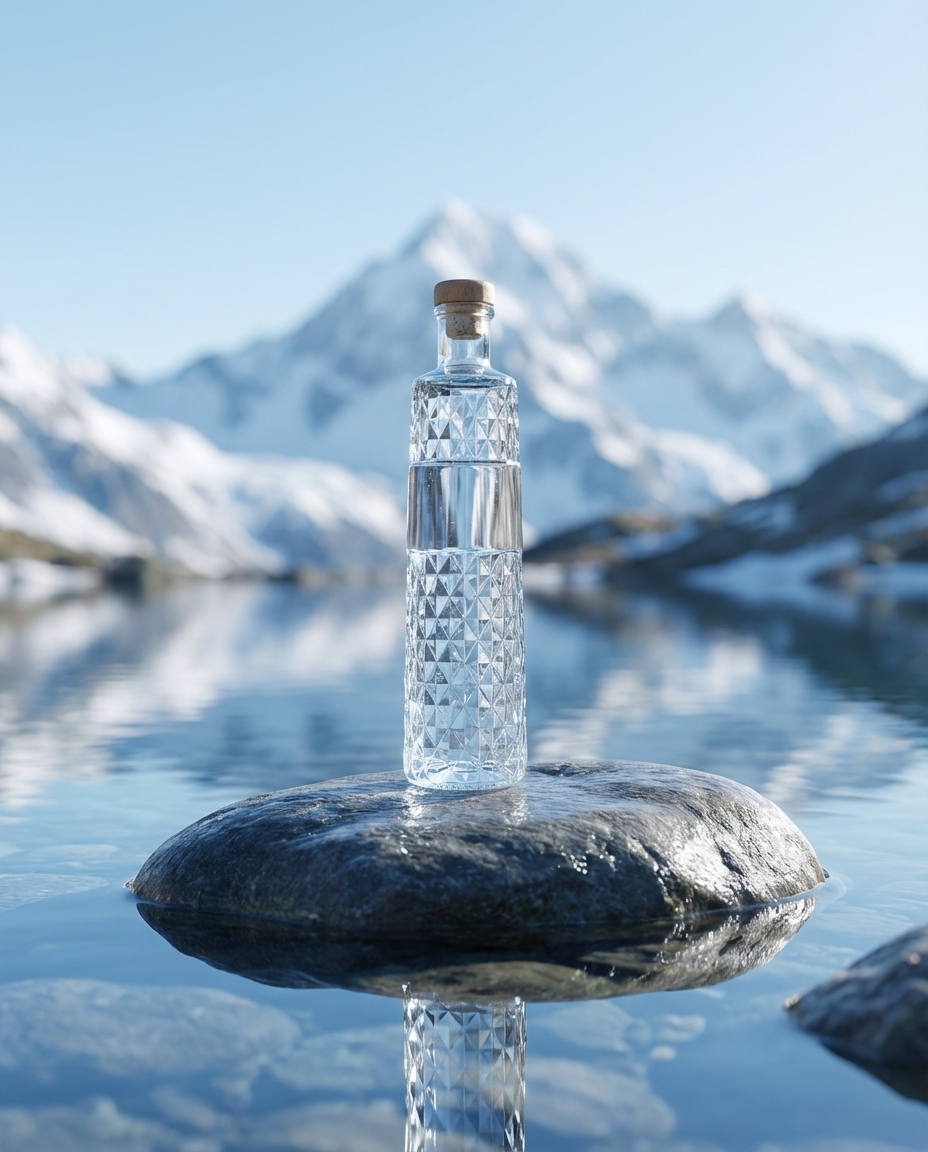 all natural spring water in glass bottles